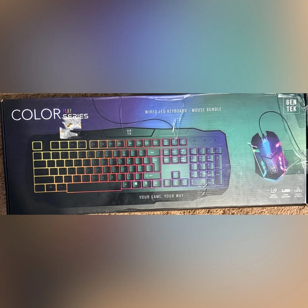 Gen Tek Color Play Series RGB Wired Keyboard and Mouse Bundle